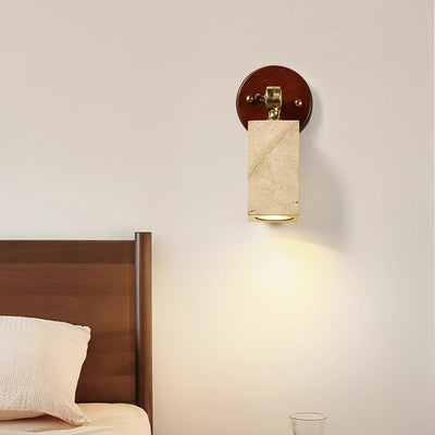 Traditionelle japanische verstellbare Kopf Zylinder Quader Würfel Halbkreis Holz Stein 1-Licht Wandleuchte Lampe für Wohnzimmer 