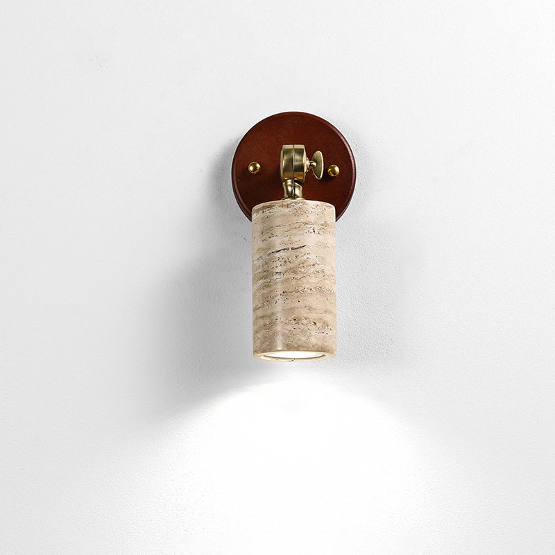 Traditionelle japanische verstellbare Kopf Zylinder Quader Würfel Halbkreis Holz Stein 1-Licht Wandleuchte Lampe für Wohnzimmer 