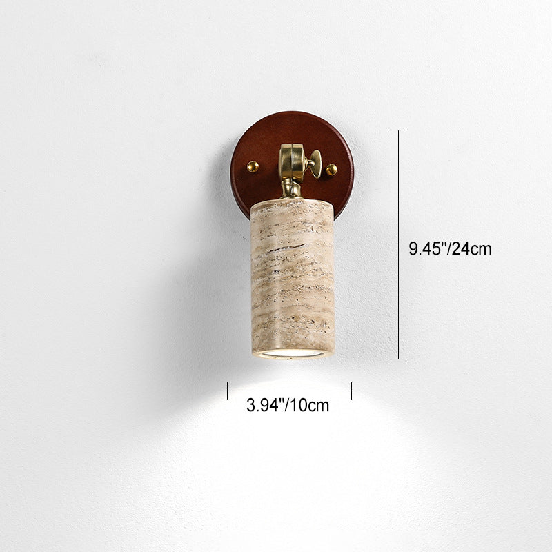 Traditionelle japanische verstellbare Kopf Zylinder Quader Würfel Halbkreis Holz Stein 1-Licht Wandleuchte Lampe für Wohnzimmer 