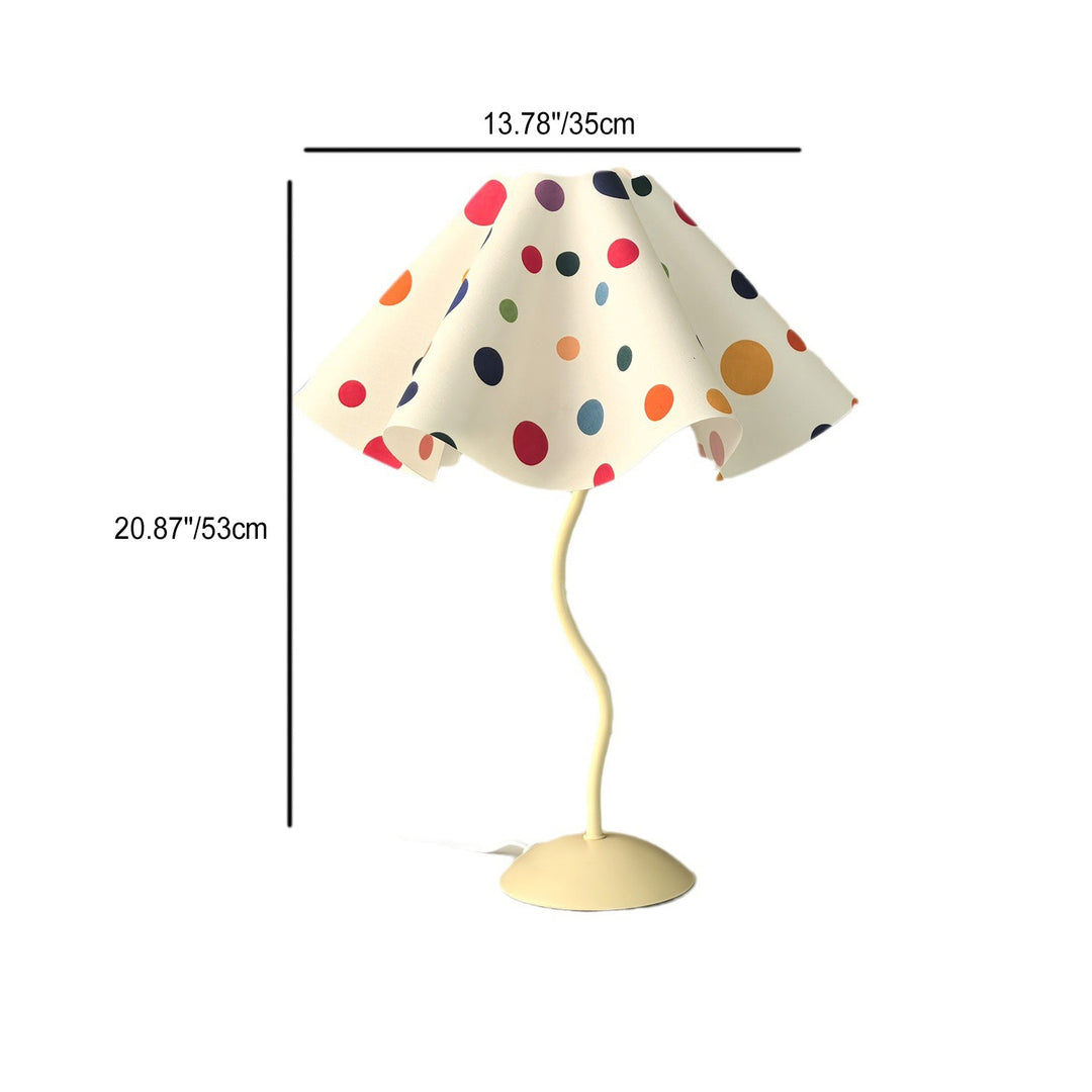Contemporary Nordic Umbrella Shaped Petal Irregular Dopamine Colorful Dots Hardware Fabric 1-Light Table Lamp For Bedroom