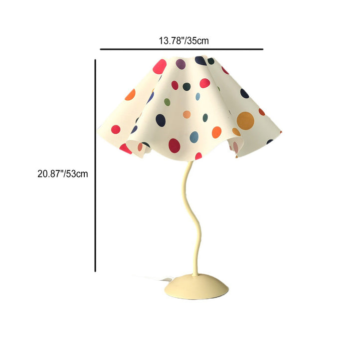 Contemporary Nordic Umbrella Shaped Petal Irregular Dopamine Colorful Dots Hardware Fabric 1-Light Table Lamp For Bedroom