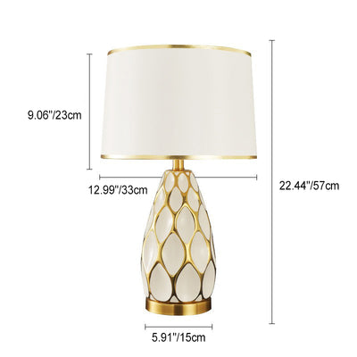 Lampe de table moderne en céramique faite à la main avec colonne en tissu 1 lumière pour salon 