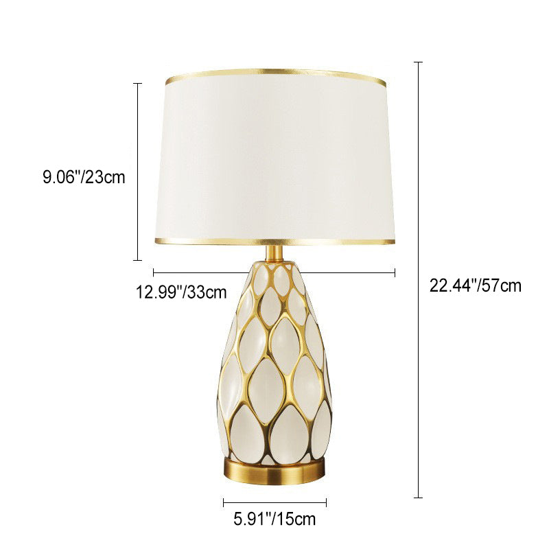 Lampe de table moderne en céramique faite à la main avec colonne en tissu 1 lumière pour salon 