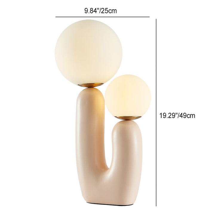 Lampe de table contemporaine en résine créative à deux têtes avec globe en verre à deux lumières pour chambre à coucher 