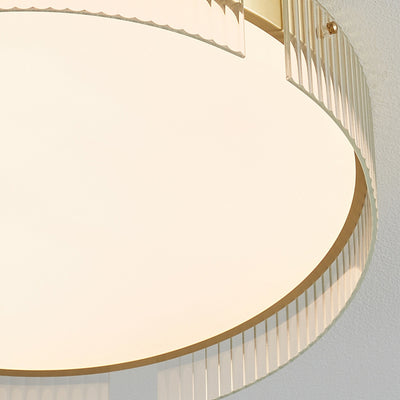Plafonnier LED en verre à motif vertical rond minimaliste moderne en PVC métal pour salon 