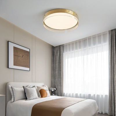 Plafonnier LED en verre à motif vertical rond minimaliste moderne en PVC métal pour salon 