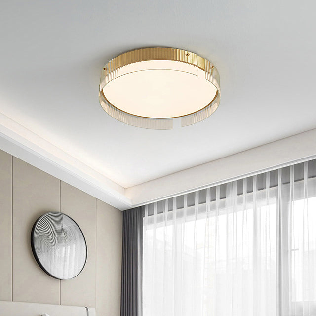 Plafonnier LED en verre à motif vertical rond minimaliste moderne en PVC métal pour salon 