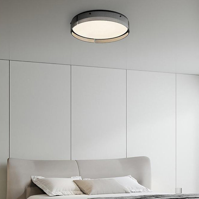 Plafonnier LED en verre à motif vertical rond minimaliste moderne en PVC métal pour salon 