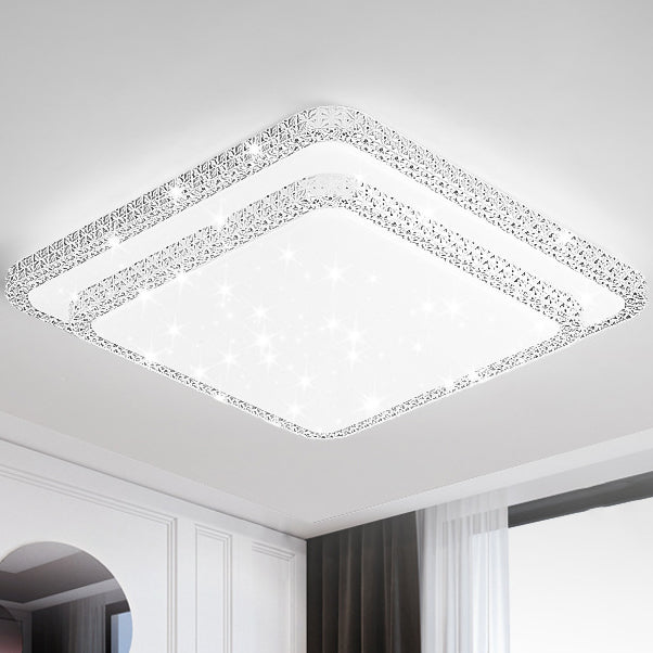 Lámpara de techo LED de montaje en superficie de lujo moderno con diseño de estrella redonda/cuadrada, en acrílico y hierro, para dormitorio 