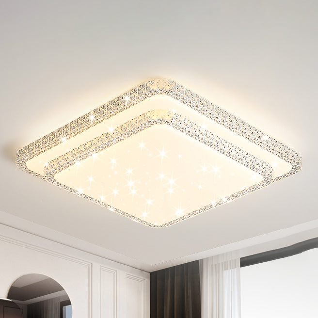 Lámpara de techo LED de montaje en superficie de lujo moderno con diseño de estrella redonda/cuadrada, en acrílico y hierro, para dormitorio 
