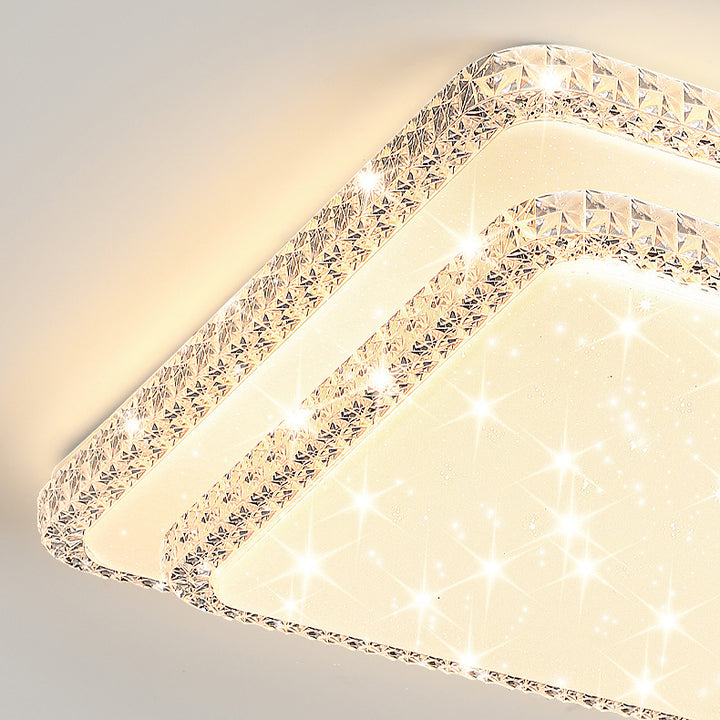 Lámpara de techo LED de montaje en superficie de lujo moderno con diseño de estrella redonda/cuadrada, en acrílico y hierro, para dormitorio 