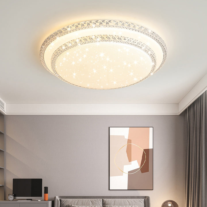 Lámpara de techo LED de montaje en superficie de lujo moderno con diseño de estrella redonda/cuadrada, en acrílico y hierro, para dormitorio 