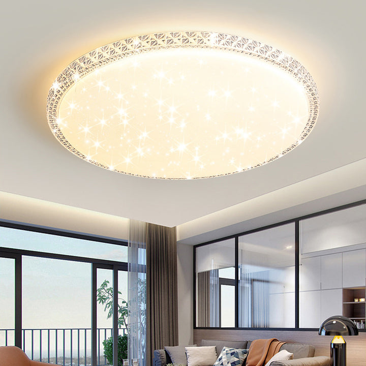 Lámpara de techo LED de montaje en superficie de lujo moderno con diseño de estrella redonda/cuadrada, en acrílico y hierro, para dormitorio 