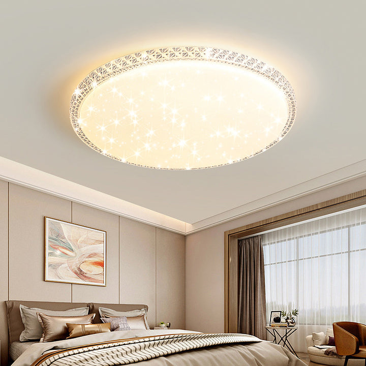 Lámpara de techo LED de montaje en superficie de lujo moderno con diseño de estrella redonda/cuadrada, en acrílico y hierro, para dormitorio 