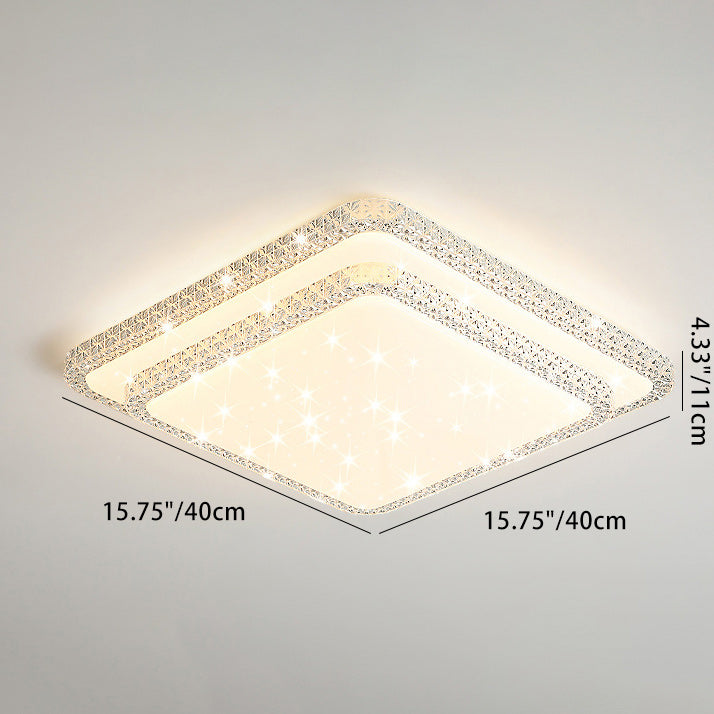 Lámpara de techo LED de montaje en superficie de lujo moderno con diseño de estrella redonda/cuadrada, en acrílico y hierro, para dormitorio 