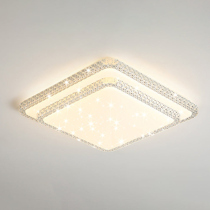 Lámpara de techo LED de montaje en superficie de lujo moderno con diseño de estrella redonda/cuadrada, en acrílico y hierro, para dormitorio 