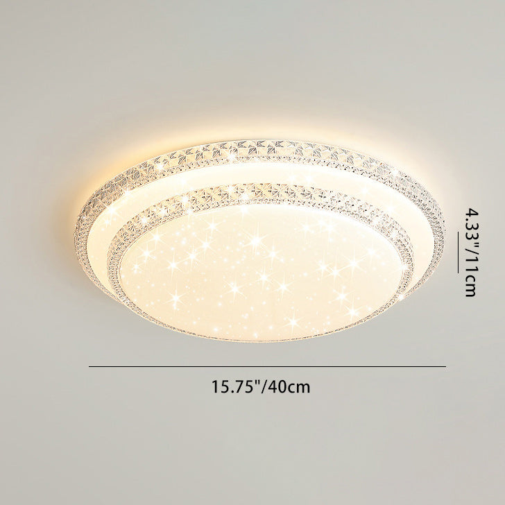 Lámpara de techo LED de montaje en superficie de lujo moderno con diseño de estrella redonda/cuadrada, en acrílico y hierro, para dormitorio 