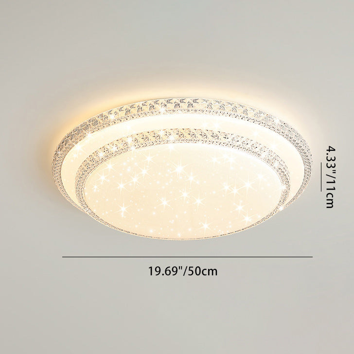Lámpara de techo LED de montaje en superficie de lujo moderno con diseño de estrella redonda/cuadrada, en acrílico y hierro, para dormitorio 