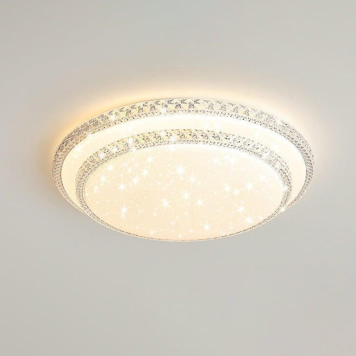 Lámpara de techo LED de montaje en superficie de lujo moderno con diseño de estrella redonda/cuadrada, en acrílico y hierro, para dormitorio 