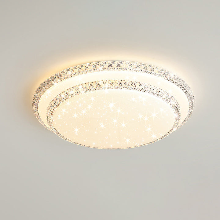 Lámpara de techo LED de montaje en superficie de lujo moderno con diseño de estrella redonda/cuadrada, en acrílico y hierro, para dormitorio 