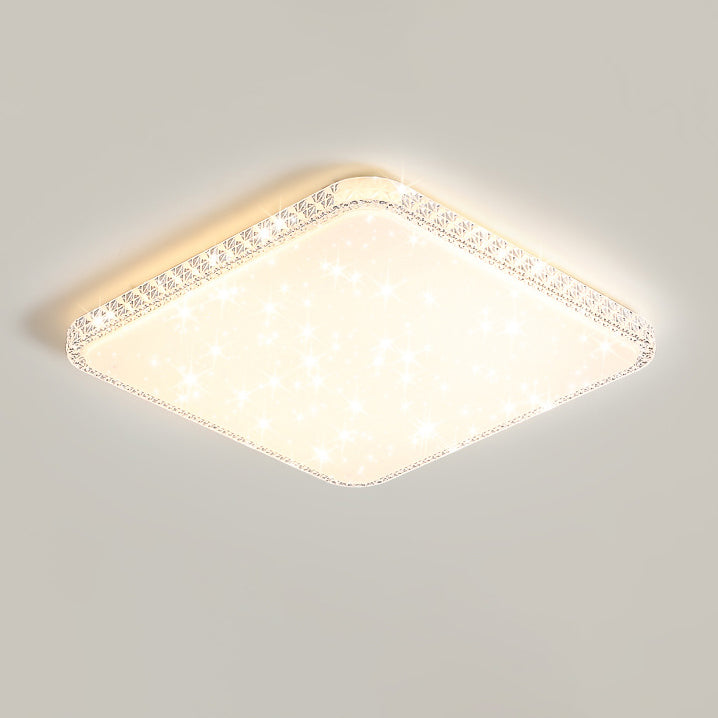 Lámpara de techo LED de montaje en superficie de lujo moderno con diseño de estrella redonda/cuadrada, en acrílico y hierro, para dormitorio 