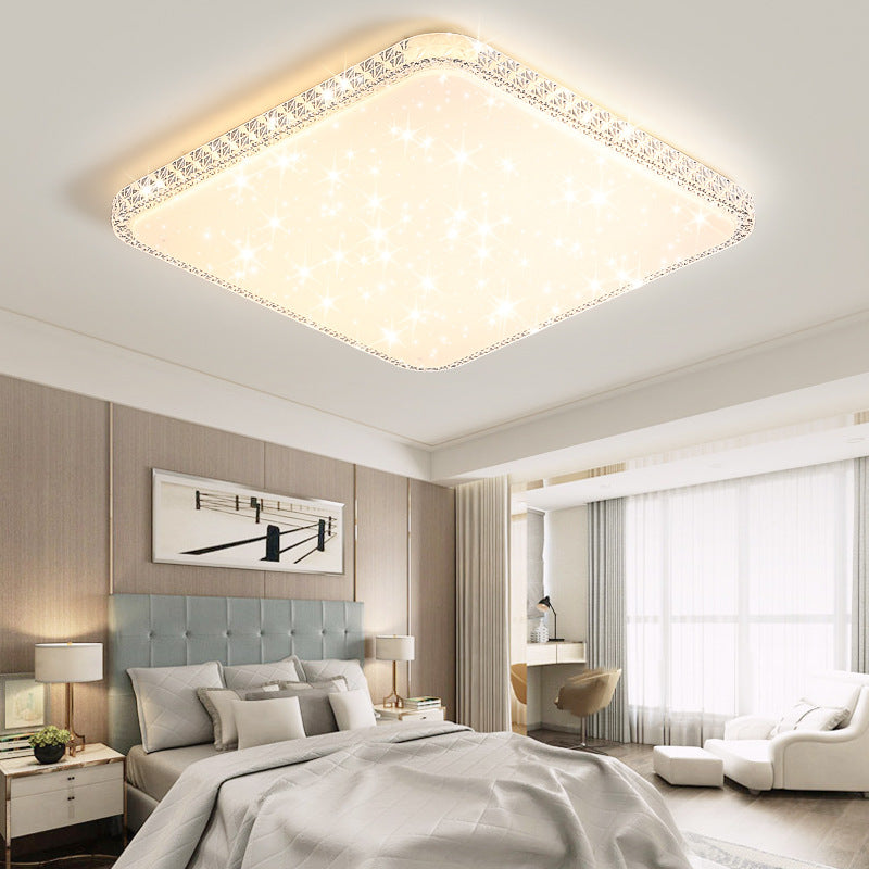 Lámpara de techo LED de montaje en superficie de lujo moderno con diseño de estrella redonda/cuadrada, en acrílico y hierro, para dormitorio 