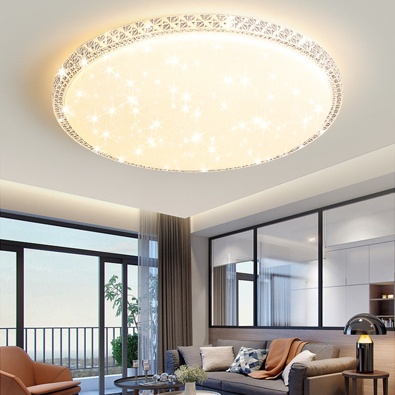Lámpara de techo LED de montaje en superficie de lujo moderno con diseño de estrella redonda/cuadrada, en acrílico y hierro, para dormitorio 