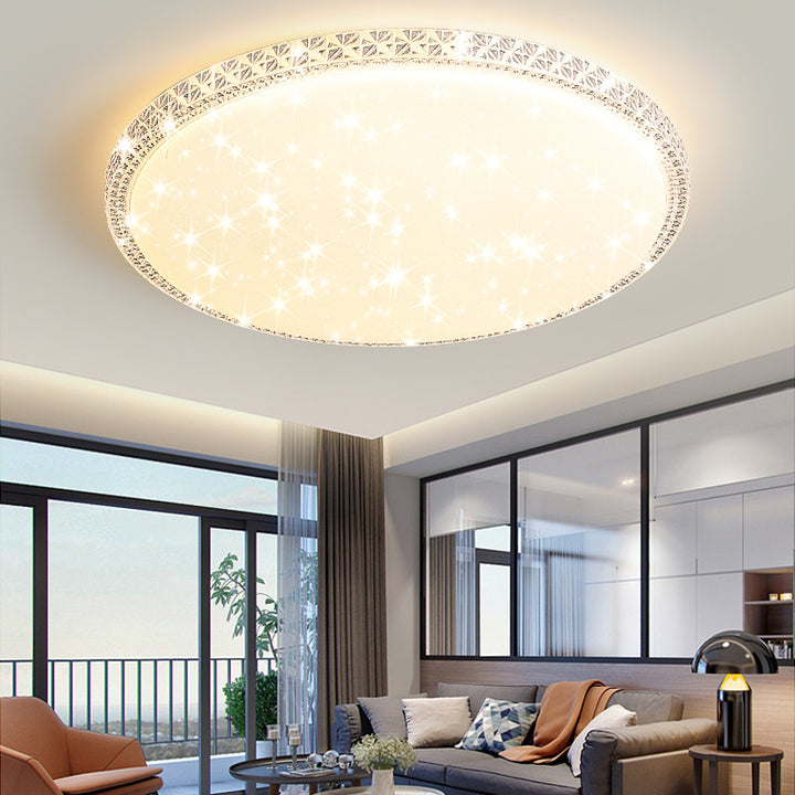 Lámpara de techo LED de montaje en superficie de lujo moderno con diseño de estrella redonda/cuadrada, en acrílico y hierro, para dormitorio 