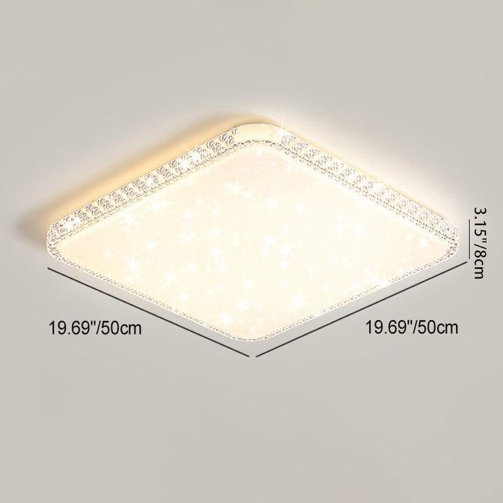 Lámpara de techo LED de montaje en superficie de lujo moderno con diseño de estrella redonda/cuadrada, en acrílico y hierro, para dormitorio 