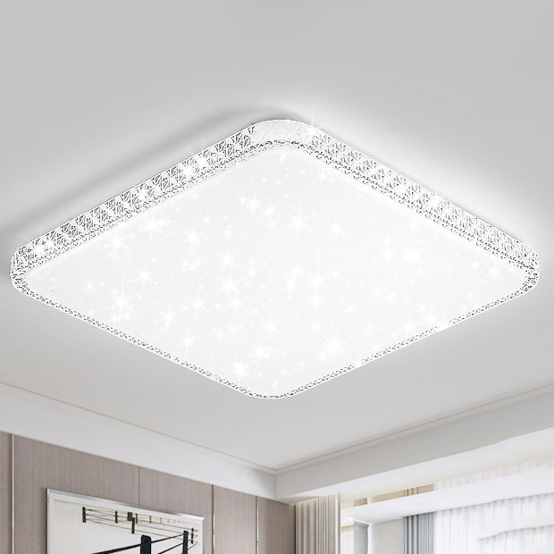 Lámpara de techo LED de montaje en superficie de lujo moderno con diseño de estrella redonda/cuadrada, en acrílico y hierro, para dormitorio 