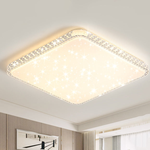 Lámpara de techo LED de montaje en superficie de lujo moderno con diseño de estrella redonda/cuadrada, en acrílico y hierro, para dormitorio 