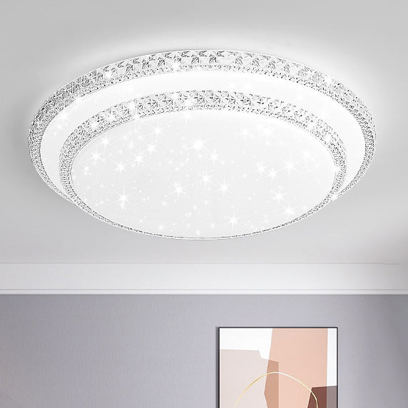 Lámpara de techo LED de montaje en superficie de lujo moderno con diseño de estrella redonda/cuadrada, en acrílico y hierro, para dormitorio 