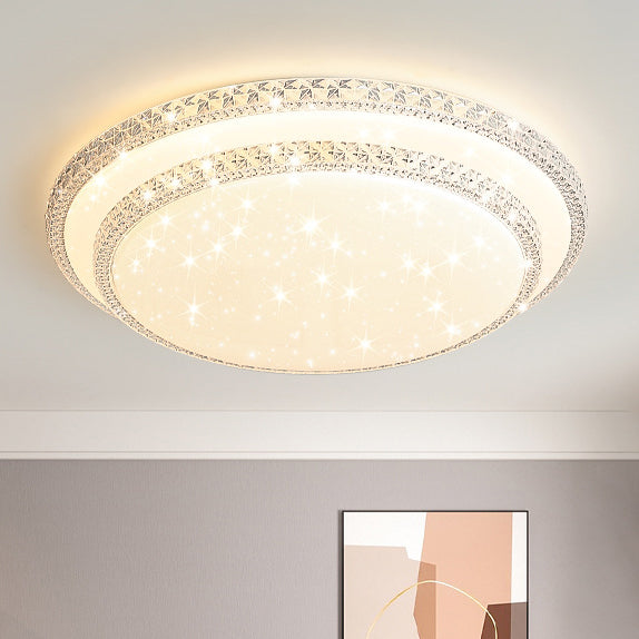 Lámpara de techo LED de montaje en superficie de lujo moderno con diseño de estrella redonda/cuadrada, en acrílico y hierro, para dormitorio 