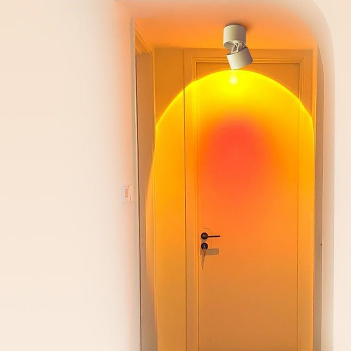 ضوء سقف LED قابل للتعديل على شكل أسطوانة ألمنيوم بتصميم حديث بسيط لغروب وشروق الشمس لغرفة المعيشة 