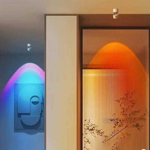 ضوء سقف LED قابل للتعديل على شكل أسطوانة ألمنيوم بتصميم حديث بسيط لغروب وشروق الشمس لغرفة المعيشة 
