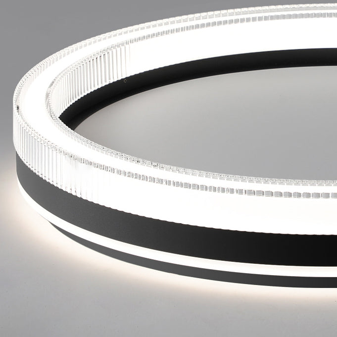 Plafonnier LED moderne minimaliste à rayures horizontales rondes en fer et acrylique pour chambre 