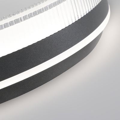 Plafonnier LED moderne minimaliste à rayures horizontales rondes en fer et acrylique pour chambre 