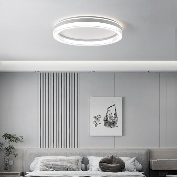Luz de techo LED de montaje empotrado de hierro acrílico con rayas horizontales redondas minimalistas modernas para dormitorio 