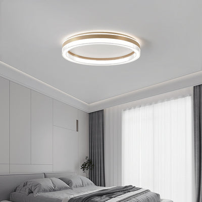 Plafonnier LED moderne minimaliste à rayures horizontales rondes en fer et acrylique pour chambre 