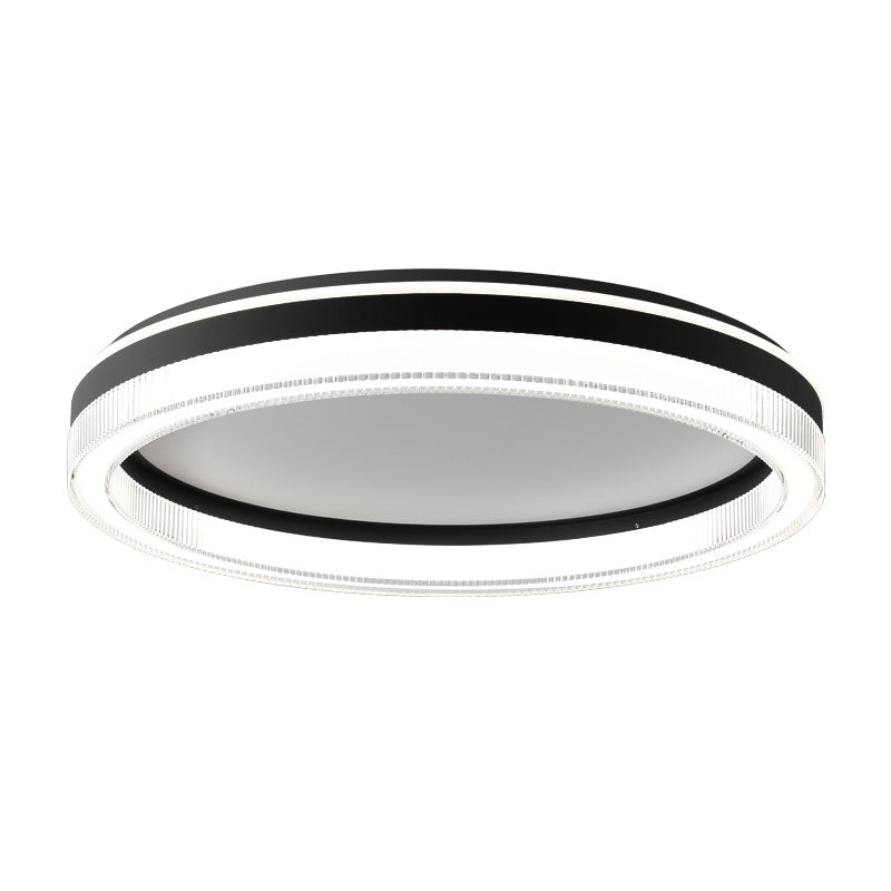 Plafonnier LED moderne minimaliste à rayures horizontales rondes en fer et acrylique pour chambre 