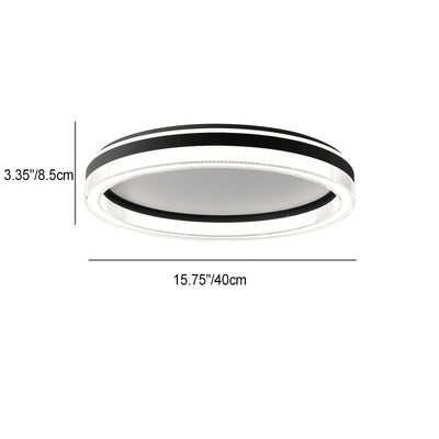 Plafonnier LED moderne minimaliste à rayures horizontales rondes en fer et acrylique pour chambre 