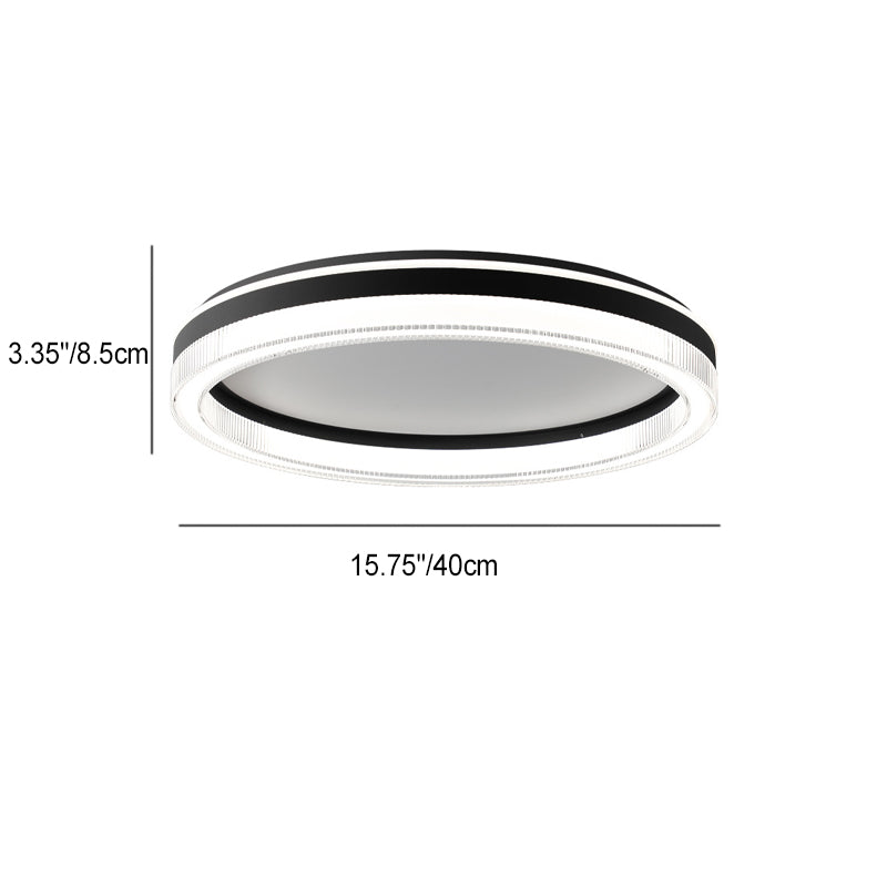 Plafonnier LED moderne minimaliste à rayures horizontales rondes en fer et acrylique pour chambre 