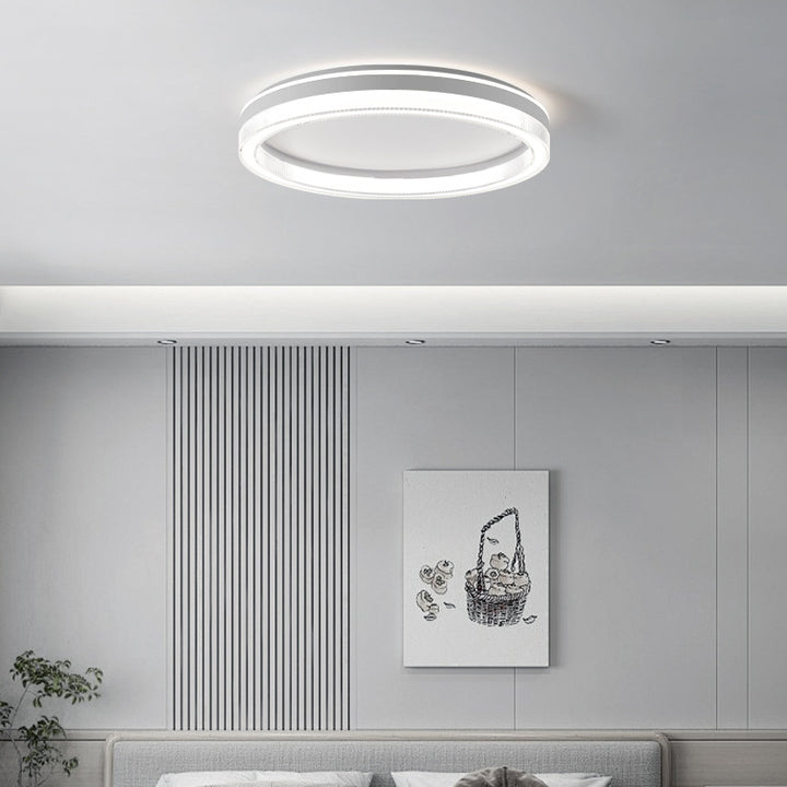 Luz de techo LED de montaje empotrado de hierro acrílico con rayas horizontales redondas minimalistas modernas para dormitorio 