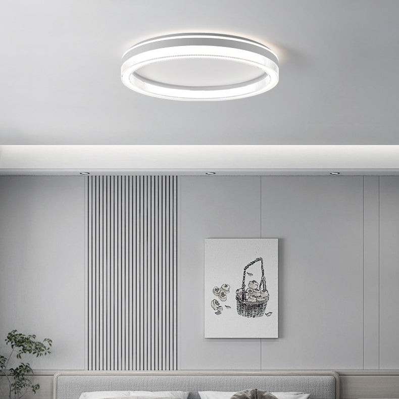 Plafonnier LED moderne minimaliste à rayures horizontales rondes en fer et acrylique pour chambre 