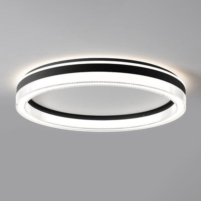 Plafonnier LED moderne minimaliste à rayures horizontales rondes en fer et acrylique pour chambre 