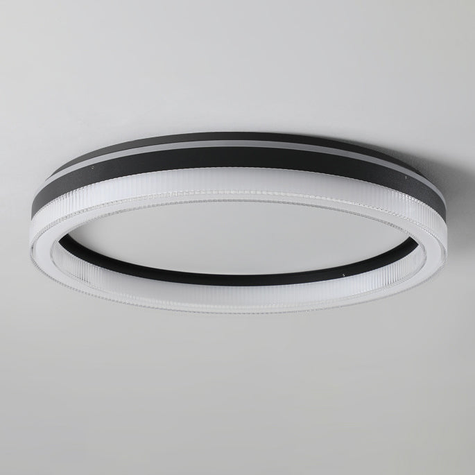 Plafonnier LED moderne minimaliste à rayures horizontales rondes en fer et acrylique pour chambre 