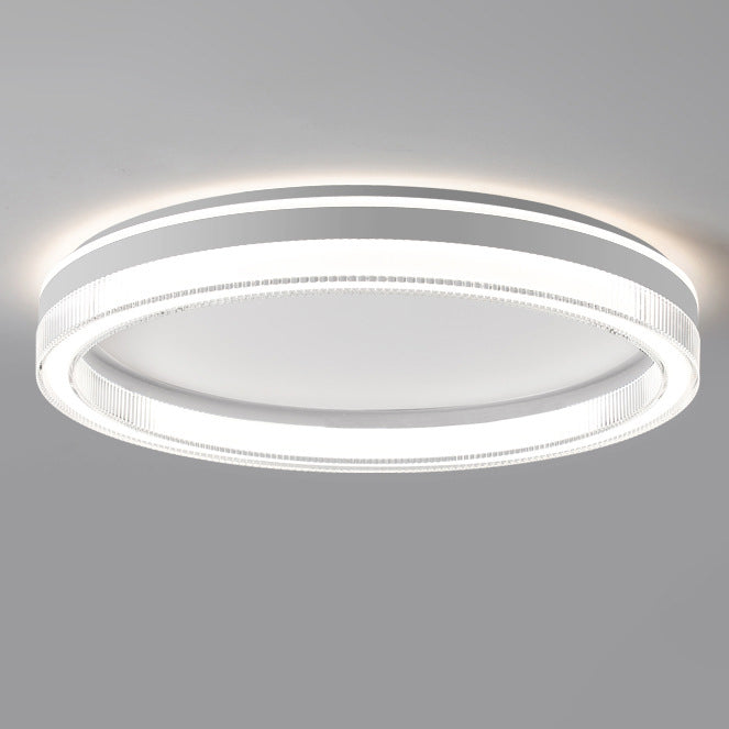 Plafonnier LED moderne minimaliste à rayures horizontales rondes en fer et acrylique pour chambre 