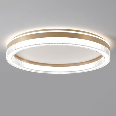 Plafonnier LED moderne minimaliste à rayures horizontales rondes en fer et acrylique pour chambre 