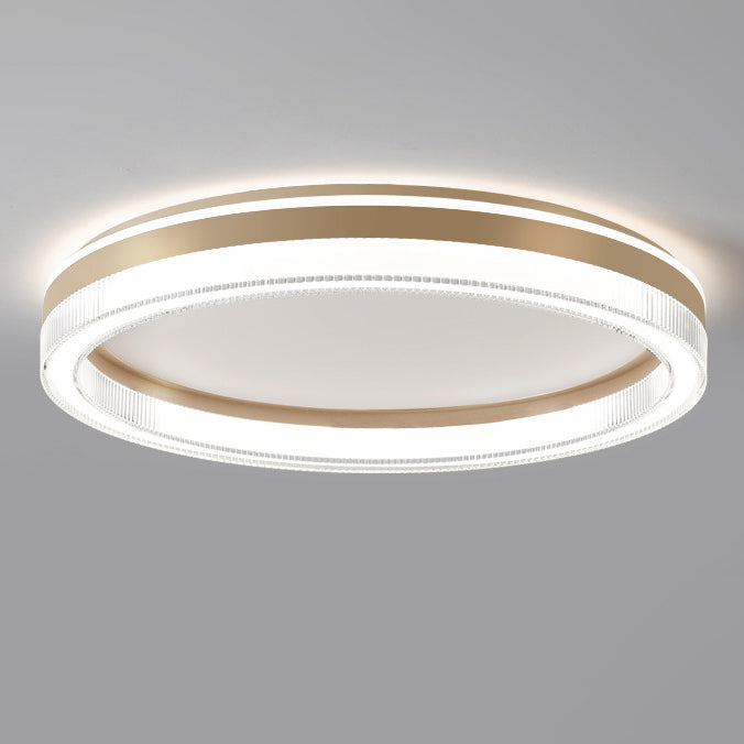 Plafonnier LED moderne minimaliste à rayures horizontales rondes en fer et acrylique pour chambre 