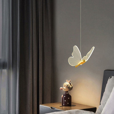 Contemporary Creative Butterfly Acrylic Iron LED Pendant Light For Bedroom